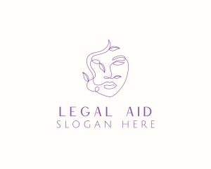 Art - Feminine Face Leaves logo design