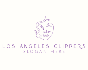 Aesthetician - Feminine Face Leaves logo design