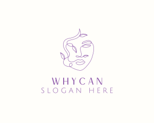 Aesthetician - Feminine Face Leaves logo design