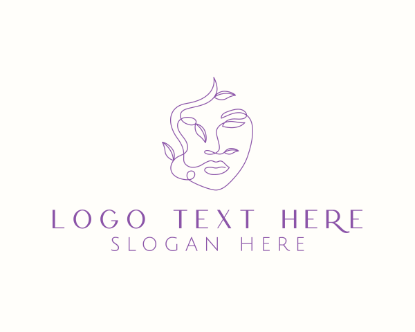 Dermatology - Feminine Face Leaves logo design