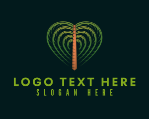 Palm Tree - Tropical Heart Tree logo design