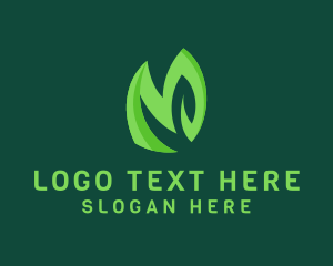 Natural Product - Green Organic Letter M logo design