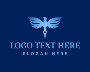 Flying - Blue Bird Pen logo design