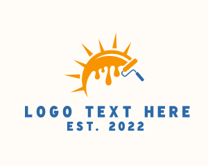 Paint Services - Sun Drip Paint Roller logo design