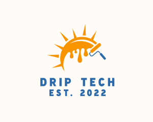 Sun Drip Paint Roller logo design