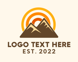Trekking - Sunset Outdoor Mountain logo design