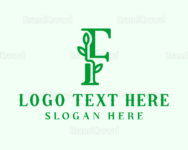 Organic Plant Letter F Logo