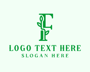 Vegan - Organic Plant Letter F logo design