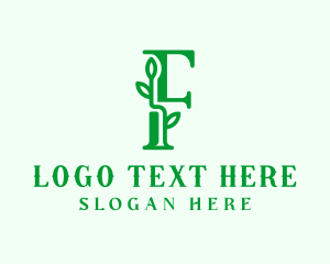 Seedling - Organic Plant Letter F logo design