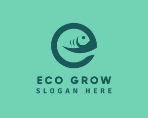 Fish Letter E logo design