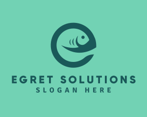 Fish Letter E logo design