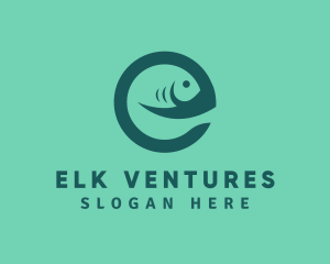 Fish Letter E logo design