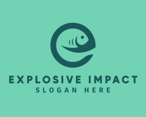 Fish Letter E logo design