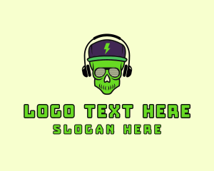 Rapper - Headphones Skull Musician logo design