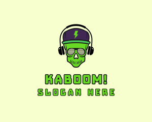 Mascot - Headphones Skull Musician logo design