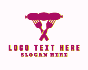 Hot Dog Stand - Glitch Sausage Fork logo design