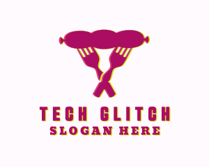 Glitch Sausage Fork logo design