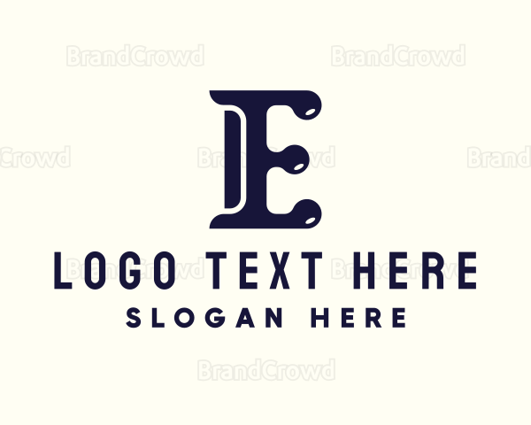 Startup Plumbing Letter E Company Logo