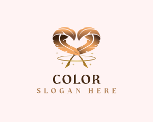 Poem - Heart Feather Quill logo design