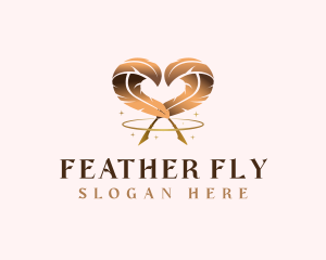 Heart Feather Quill  logo design