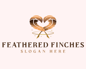 Heart Feather Quill  logo design