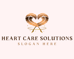 Heart Feather Quill  logo design