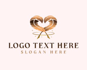 Heart Feather Quill  Logo