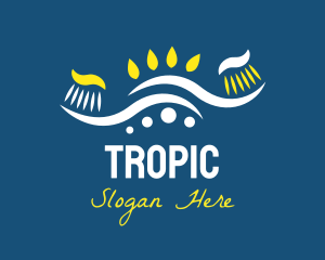 Tropical Summer Toothbrush logo design