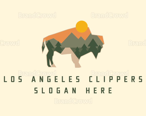 Geometric Sunset Bison Logo