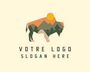 Tourism - Geometric Sunset Bison logo design
