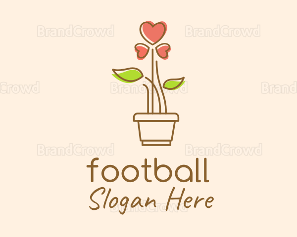 Heart Flower Plant Logo
