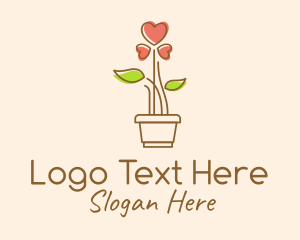 Flower - Heart Flower Plant logo design