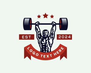 Muscular - Strong Man Powerlifting logo design