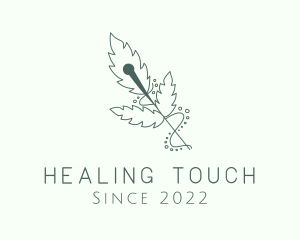 Leaf Acupuncture Needle logo design