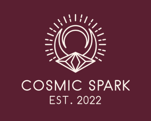 Cosmic Moon Diamond Crystal  logo design