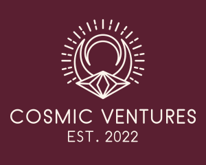 Cosmic Moon Diamond Crystal  logo design