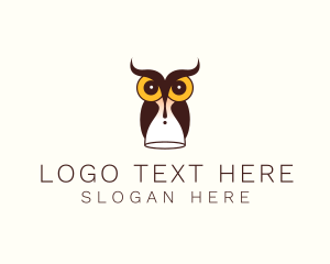 Library - Owl Time Hourglass logo design