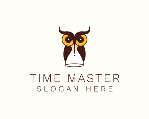 Owl Time Hourglass  logo design