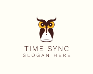 Owl Time Hourglass  logo design