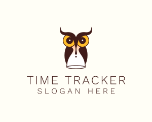 Owl Time Hourglass  logo design