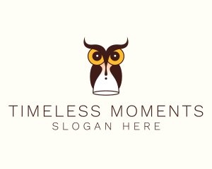 Owl Time Hourglass  logo design