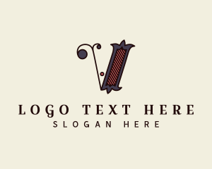 Styling - Old School Medieval Styling Letter V logo design