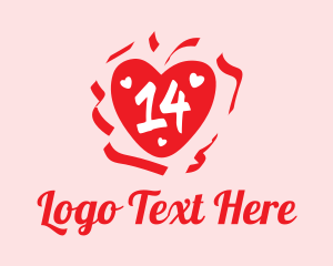 Online Dating App - Valentine Heart Number 14 logo design