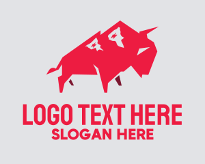 Polygon - Red Mountain Bull logo design