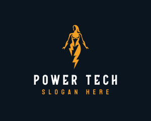 Electric Lightning Woman logo design