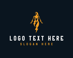 Human - Electric Lightning Woman logo design