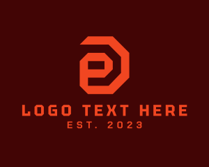 Customer Support - Red Geometric Letter E logo design