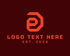 Customer Service - Red Geometric Letter E logo design