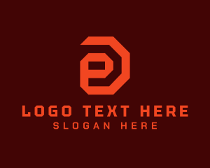 Red Geometric Letter E Logo