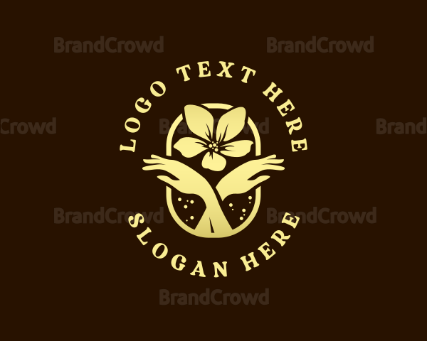 Nature Organic Hand Flower Logo